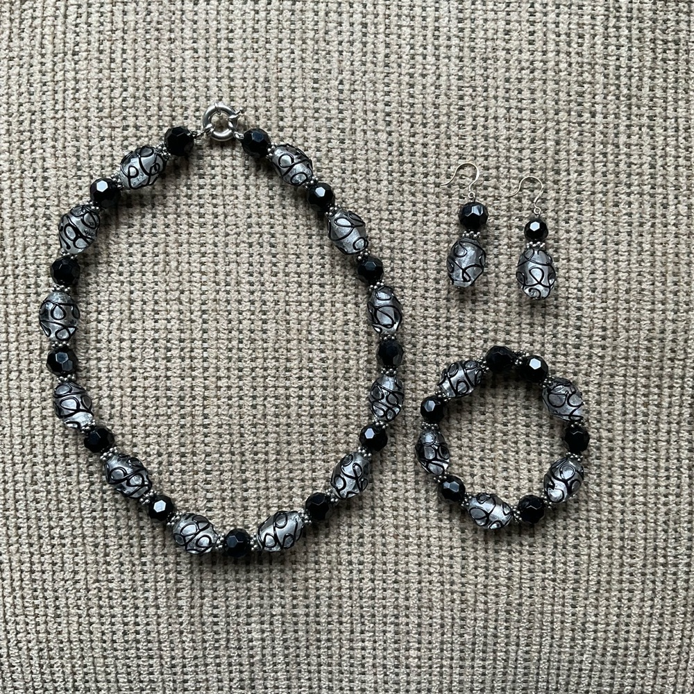 Elegant Black and Silver Jewelry Set